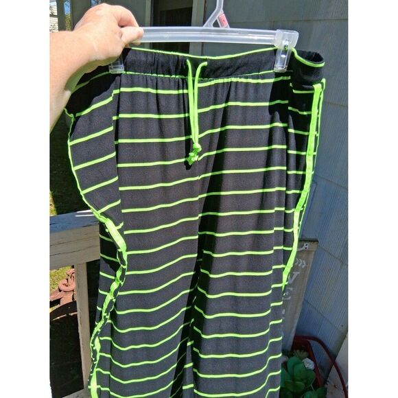 Ashley Stewart Curvy Girl Lounge Pants 4X Black & Neon Green Striped NWT - Picture 1 of 5